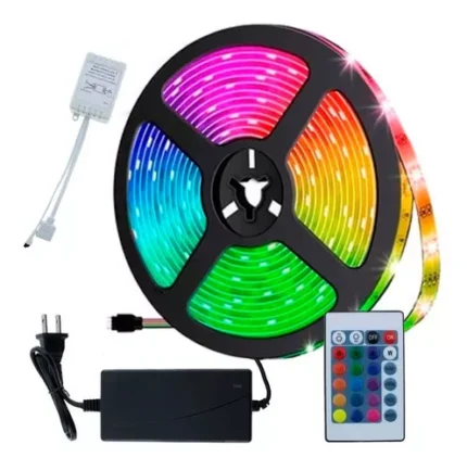 TIRA LED 5 METROS LED SMD 5050 EXTERIOR RGB CON CONTROL Y FUENTE