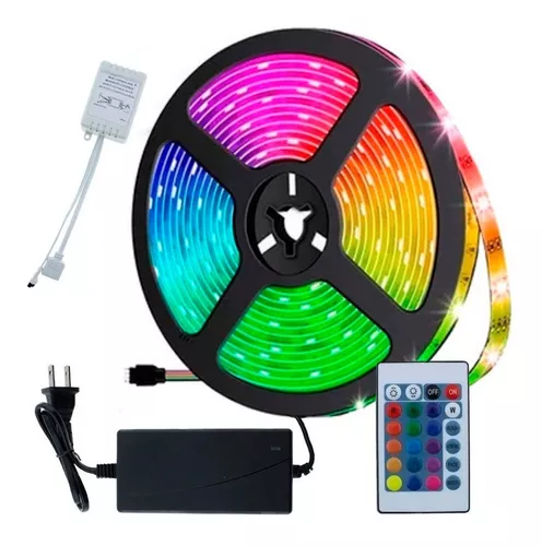 TIRA LED 5 METROS LED SMD 5050 EXTERIOR RGB CON CONTROL Y FUENTE TIRA LED 5 METROS LED SMD 5050 EXTERIOR RGB CON CONTROL Y FUENTE